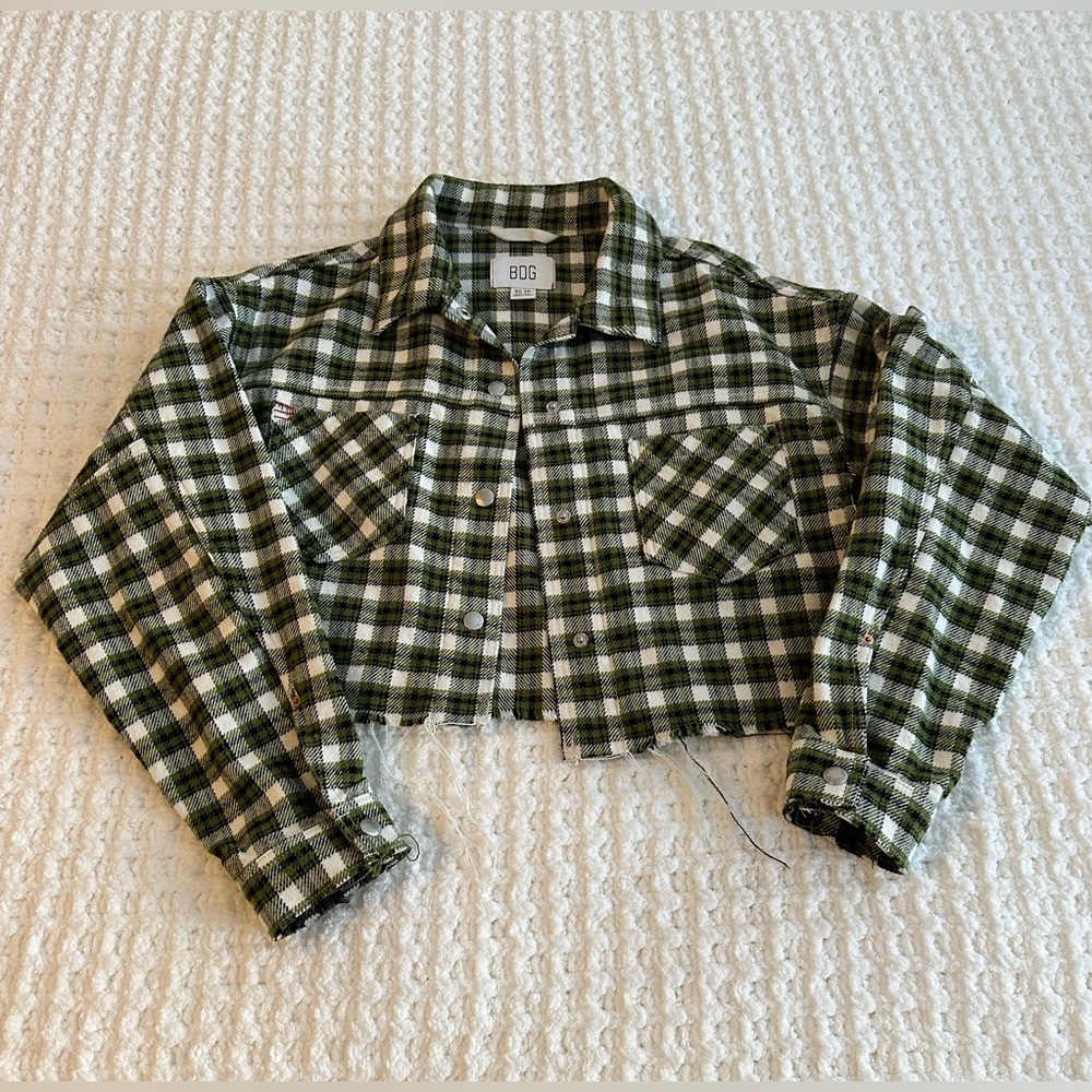 Urban Outfitters Cropped Plaid Shirt Jacket